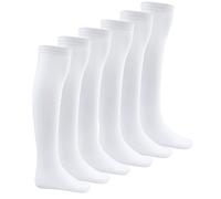 Bay 6 Kids Plain Cotton Rich Knee High School Socks 6 Pack White 4-5.5