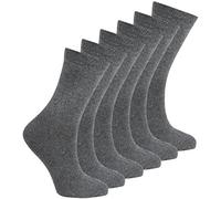 Bay 6 - Kids Plain Cotton Rich Short School Socks 6 Pack Grey 12.5-3.5