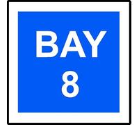 Bay 8 | 30cm x 30cm | Blue/White - Foamalux PVC Plastic Sign for Parking Lots, Loading Zones, Warehouses, Industrial Sites, and Designated Areas | UK-Made with Renewable Energy | Low Carbon Footprint