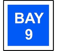 Bay 9 | 30cm x 30cm | Blue/White - Foamalux PVC Plastic Sign for Parking Lots, Loading Zones, Warehouses, Industrial Sites, and Designated Areas | UK-Made with Renewable Energy | Low Carbon Footprint