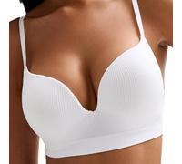 bay-bay 2 Sizes Bigger Seamless Boost Bra Super Maximise Push up Thick Padded VS Bombshell Add 2 Cups Full Effect Cleavage Enhance No Wires Comfort Crop Top White 34A