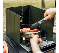 Bay Breeze Wind Screen Shield for Portable Stove 10 Folding Panels for Gas Burner, Camping Cookware Kitchen Plates for Windproof Protection, Outdoor Hiking Cooking Kits Windshield Windscreen (Green)