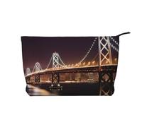 Bay Bridge Prints Corduroy Makeup Bag for Women Girls, Spacious Travel Cosmetic Organiser for Make-up, Toiletries & Essentials