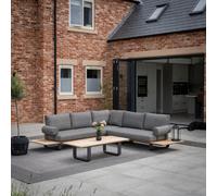 Bay Corner Group Set With 4 Waist Pillows Teak Table In Charcoal