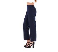 Bay eCom UK Ladies Women's Half Elastic Straight Leg Work Trousers Casual Pants Size 12 to 24 (12, Navy)