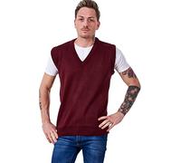 Bay eCom UK Men’s Plain Knitted V Neck Classic Sleeveless Cardigans Tops Tank Jumpers Size S to 5XL (XXX-Large, Burgundy)