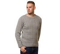 Bay eCom UK New Men’s Chunky Cable Knit Pullover Thick Jumper Warm Winter Sweater S to 5XL Silver