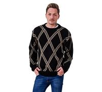 Bay eCom UK New Mens Knitted Jumper Cross Knit Pullover Casual Warm Sweater Top M to 5XL Black