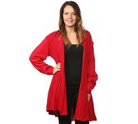 Bay eCom UK Women's Ladies Knitted Waterfall Boyfriend Cardigans Sweaters Full Sleeves Long top Plus Sizes (24/26, Red)