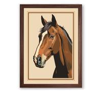 Bay Horse Portrait Rustic Framed Wall Art Print A2 (59.4×42cm) Walnut, Wall Decor for Living Room, Bedroom, Office & Home, Ready to Hang, Art Gift