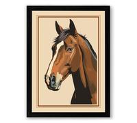 Bay Horse Portrait Rustic Framed Wall Art Print A3 (42×29.7cm) Black, Wall Decor for Living Room, Bedroom, Office & Home, Ready to Hang, Art Gift