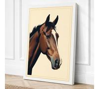 Bay Horse Profile Vintage Canvas Wall Art Print 18x12 Inch (46 x 30 cm)