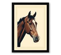 Bay Horse Profile Vintage Framed Wall Art Print A2 (59.4×42cm) Black, Wall Decor for Living Room, Bedroom, Office & Home, Ready to Hang, Art Gift