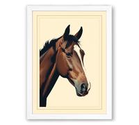 Bay Horse Profile Vintage Framed Wall Art Print A2 (59.4×42cm) White, Wall Decor for Living Room, Bedroom, Office & Home, Ready to Hang, Art Gift