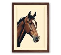 Bay Horse Profile Vintage Framed Wall Art Print A4 (29.7×21cm) Walnut, Wall Decor for Living Room, Bedroom, Office & Home, Ready to Hang, Art Gift