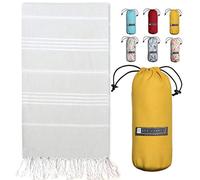 BAY LAUREL Turkish Beach Towel with Travel Bag 39 x 71 Quick Dry Sand Free Lightweight Large Oversized Beach Towel Turkish Towels Light Beach Towel Travel Towels (Grey with Yellow Bag)