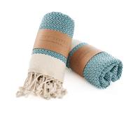 BAY LAUREL Turkish Hand Towel - Pack of 2 | Soft & Absorbent Decorative Towels for Bathroom, Hand, Face, Hair, Gym, Yoga, SPA, Kitchen & Tea (Petrol, Diamond 15x26 Inches (Set of 2)