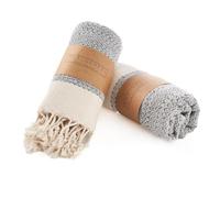 BAY LAUREL Turkish Hand Towel - Pack of 2 | Soft & Absorbent Decorative Towels for Bathroom, Hand, Face, Hair, Gym, Yoga, SPA, Kitchen & Tea (Gray, Diamond 15x26 Inches (Set of 2)