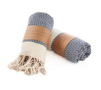 BAY LAUREL Turkish Hand Towel - Pack of 2 | Soft & Absorbent Decorative Towels for Bathroom, Hand, Face, Hair, Gym, Yoga, SPA, Kitchen & Tea (Navy, Diamond 15x26 Inches (Set of 2))