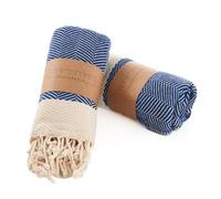 BAY LAUREL Turkish Hand Towel - Pack of 2 | Soft & Absorbent Decorative Towels for Bathroom, Hand, Face, Hair, Gym, Yoga, SPA, Kitchen & Tea (Azure, Herringbone 15x26 Inches (Set of 2)