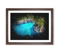 Bay Of Islands In New Zealand Paint Splash Modern Art Framed Print | A4 Walnut Framed Wall Art | Ready to Hang | Modern Nature Picture | Living Room Bedroom Lounge Office