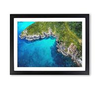 Bay Of Islands In New Zealand Painting Modern Art Framed Wall Art Print, Ready to Hang Picture for Living Room Bedroom Home Office Décor, Black A2 (64 x 46 cm)