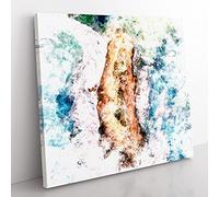 Bay Of Islands Watercolour Modern Canvas Wall Art Print Ready to Hang, Framed Picture for Living Room Bedroom Home Office Décor, 50x50 cm (20x20 Inch)