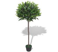 Bay Tree 125cm Green Artificial Plant Plastic Leaves Real Wood Trunk Indoor Home