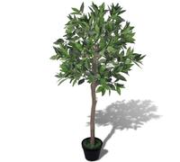 Bay tree artificial 120cm green polyester 546 leaves wood trunk pot 17.8cm home