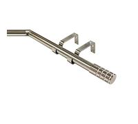 Bay Window Curtain Pole, 3-Sided, 28mm Eyelet Rod, Brushed Chrome, Multiple Sizes (Brushed Chrome Malmo, 3m (3 x 1m Poles))