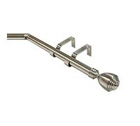 Bay Window Curtain Pole, 3-Sided, 28mm Eyelet Rod, Brushed Chrome, Multiple Sizes (Brushed Chrome Vienna, 3.5m (1 x 1.5m & 2 x 1m Poles))