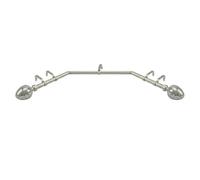 Bay Window Curtain Pole 3-Sided 28mm Eyelet Rod Rail Set with Passing Brackets & Alexia End Finials (Satin Silver, 5.7m (3x 1.9m Poles))