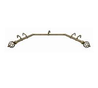 Bay Window Curtain Pole 3-Sided 28mm Eyelet Rod Rail Set with Passing Brackets & Cage Ball Finials (Antique Brass, 3.5m (1x 1.5m & 2x 1m Poles))