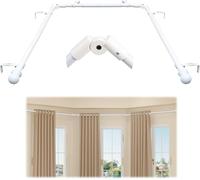 Bay Window Curtain Poles, Corner Curtain Pole Set, 2.5 cm U Shaped Curtain Rods Corner Window Curtain Rods Set, White