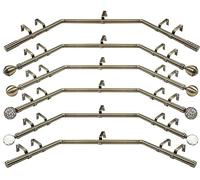 Bay Window Curtain Rod, 3-Sided 28mm Eyelet Design, Antique Brass Finish, Multiple Sizes (Antique Brass Osaka, 2.5m (1 x 1.1m & 2 X 0.75m Poles))