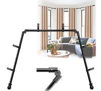 Bay Window Curtain Rods, 36-160" Heavy Duty Corner Curtain Rod, Adjustable DIY Design for Center and Side Rods,U-Shape 1 inch Drapery Rod Set with Brackets for Windows - Black