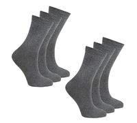 BAY6 6 Pairs Kids Back To School Plain Uniform Socks - 2 Packs - Grey Size 12.5-3.5
