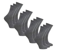 BAY6 6 Pairs Kids Back To School Plain Uniform Socks - 4 Packs - Grey Size 4-6