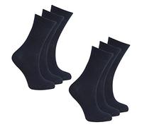 BAY6 6 Pairs Kids BACK TO SCHOOL Socks Boys Girls Plain Black White Grey Navy UK 9-12 (EU 27-30) Navy