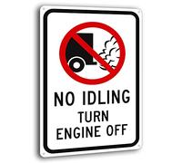 BAYABU No Idling Turn Engine Off (with No Idling Graphic) Safety Sign Caution Warning Sign Tin Metal Decor Sign 8 x 12 inches