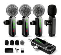 Bayanbulu 4 Packs Wireless Lavalier Microphone for iPhone Android Camera | Mini Clip-On Mic with Noise Reduction for 4-Person Video Recording, Interviews, Podcasts, YouTube, TikTok & Vlogging