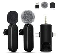 Bayanbulu Wireless Lavalier Microphones, 4-in-1 Universal Receiver for Android iPhone iPad Laptop & Camera, USB-C, Wireless Mini Microphone for Video Recording, Vlog, YouTube, TikTok