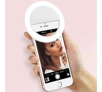 BAYANKALA Portable Selfie Ring Light, Clip-On LED Circle Light with Adjustable Brightness for iPhone, Android Phones, Laptops, Cameras, Perfect for Video, Photo, Makeup, Night Time Use (White)