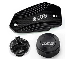 BAYDE Oil filler cap Motorcycle Rear Front Brake Fluid Cap And Fuel Cap Protection Accessories For Kawasaki Z900 2017-2020(A Set black)