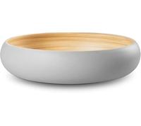 BaydenB Spun Bamboo Decorative Salad Bowl with Bonus Charger - Large Serving Bowl, Kitchen Basket, Home Decor (Grey)