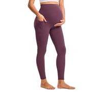 BAYDI Clouduxi Maternity Leggings with Pockets Over The Belly 25" - Buttery Soft Yoga Workout Active Pregnancy Pants Garnet Red