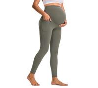 BAYDI Clouduxi Maternity Leggings with Pockets Over The Belly 25" - Buttery Soft Yoga Workout Active Pregnancy Pants Grey Olive
