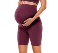 BAYDI Clouduxi Maternity Shorts Over Bump - 6" Biker Shorts Women Workout Pregnancy Leggings Garnet Red