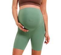 BAYDI Clouduxi Maternity Shorts Over The Belly 6“- High Waist Pregnancy Biker Shorts Maternity Pants for Yoga Workout Active Mineral Green