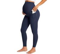 BAYDI Maternity Leggings Over Bump with Pockets Workout Belly Support Stretchy Soft Pregnancy Pants Activewear Pajama Navy